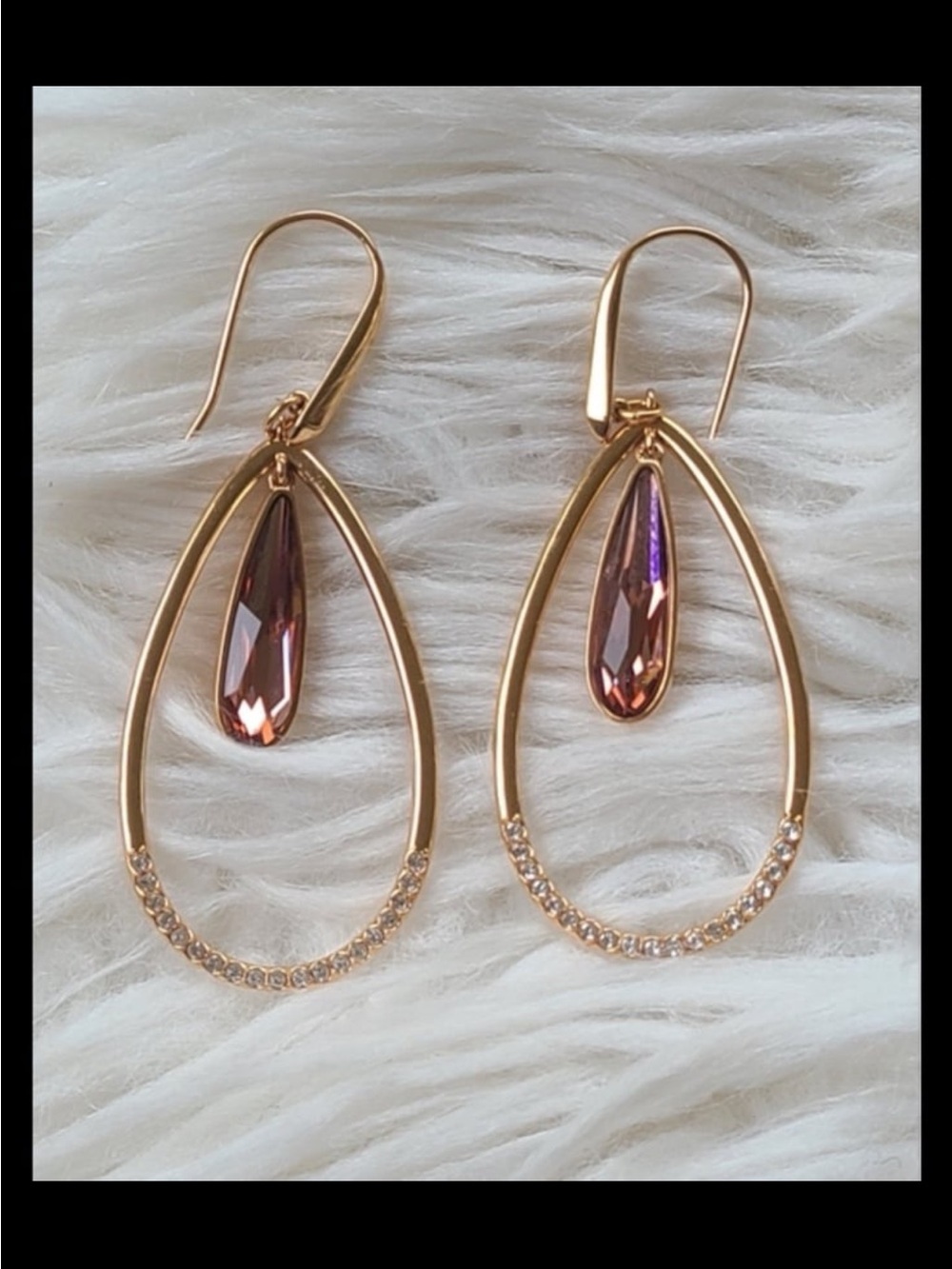 Swarovski Lisanne Oval Hoop Pierced Earrings, Rose Gold #1768